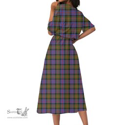 Scottish Carnegie Ancient Tartan Crest Womens Elastic Waist Dress Tartan Plaid Dress