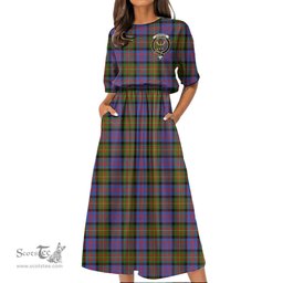 Scottish Carnegie Ancient Tartan Crest Womens Elastic Waist Dress Tartan Plaid Dress