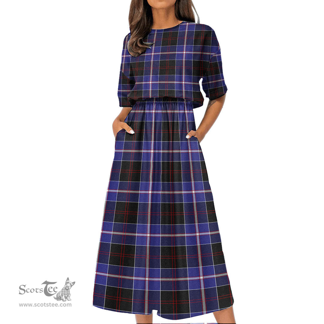 Scottish Dunlop Modern Tartan Womens Elastic Waist Dress Tartan Plaid Dress