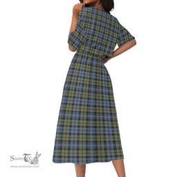 Scottish Campbell Faded Tartan Womens Elastic Waist Dress Tartan Plaid Dress