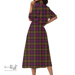 Scottish Carnegie Modern Tartan Crest Womens Elastic Waist Dress Tartan Plaid Dress