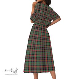 Scottish Cumming Hunting Ancient Tartan Womens Elastic Waist Dress Tartan Plaid Dress