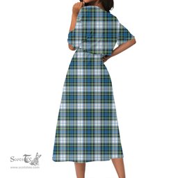 Scottish Campbell Dress Ancient Tartan Crest Womens Elastic Waist Dress Tartan Plaid Dress