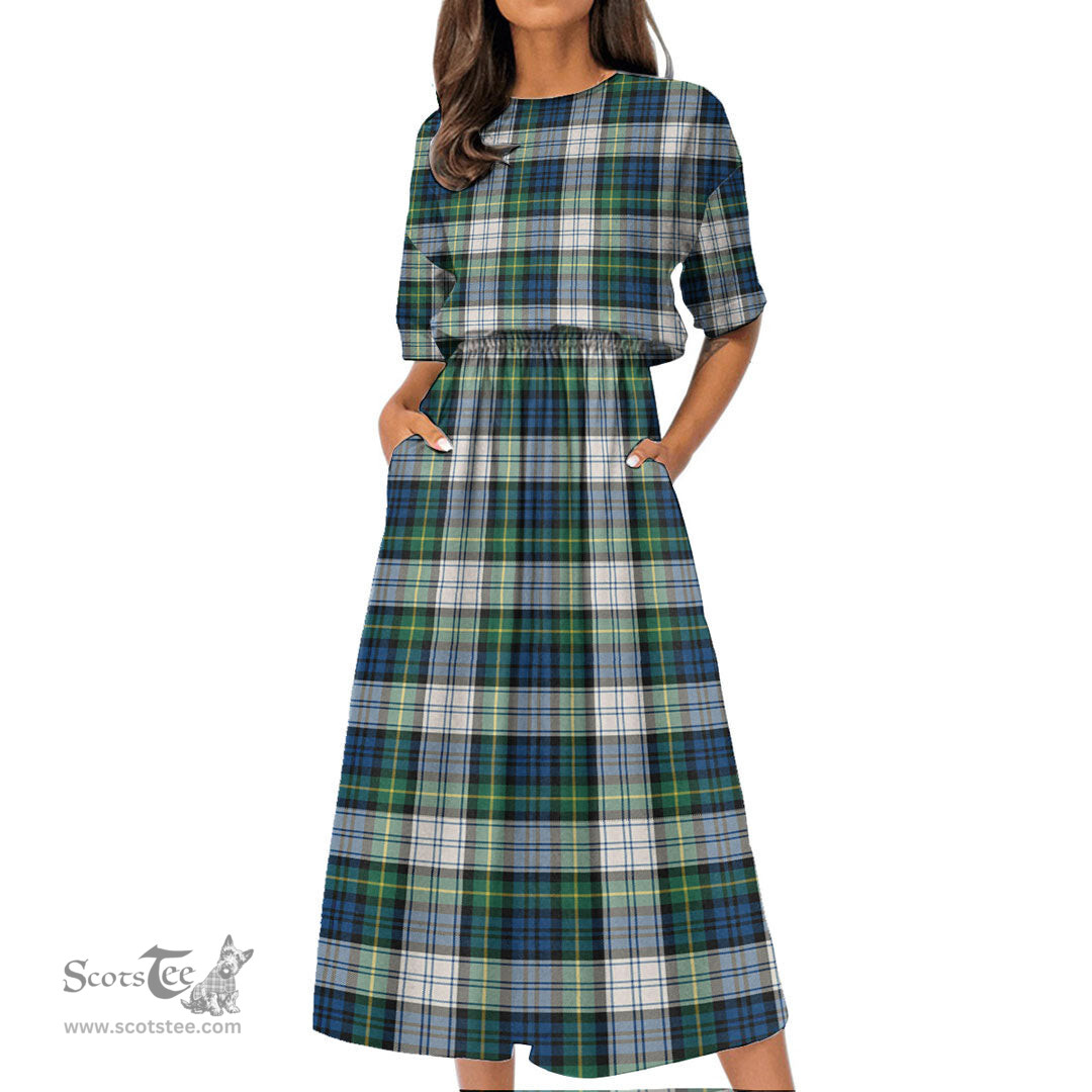 Scottish Gordon Dress Ancient Tartan Womens Elastic Waist Dress Tartan Plaid Dress