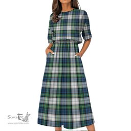 Scottish Gordon Dress Ancient Tartan Womens Elastic Waist Dress Tartan Plaid Dress