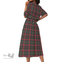 Scottish Cumming Hunting Modern Tartan Womens Elastic Waist Dress Tartan Plaid Dress
