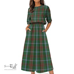 Scottish Gayre Tartan Womens Elastic Waist Dress Tartan Plaid Dress