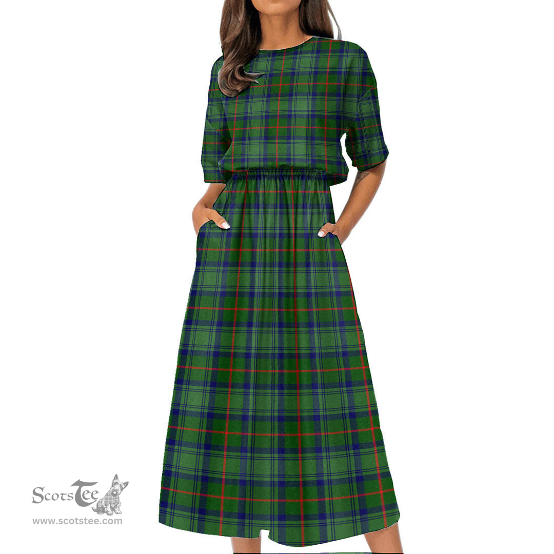 Scottish Cranstoun Tartan Womens Elastic Waist Dress Tartan Plaid Dress