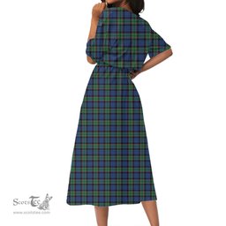 Scottish Fletcher Ancient Tartan Crest Womens Elastic Waist Dress Tartan Plaid Dress