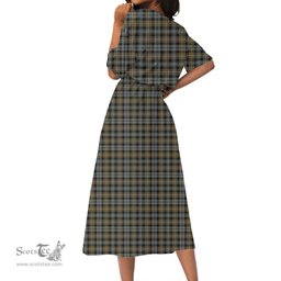 Scottish Campbell Argyll Weathered Tartan Crest Womens Elastic Waist Dress Tartan Plaid Dress