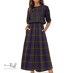Scottish Durie Tartan Womens Elastic Waist Dress Tartan Plaid Dress
