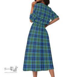 Scottish Falconer Tartan Womens Elastic Waist Dress Tartan Plaid Dress