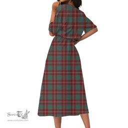 Scottish Crawford Modern Tartan Crest Womens Elastic Waist Dress Tartan Plaid Dress