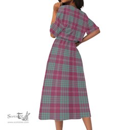 Scottish Crawford Ancient Tartan Womens Elastic Waist Dress Tartan Plaid Dress