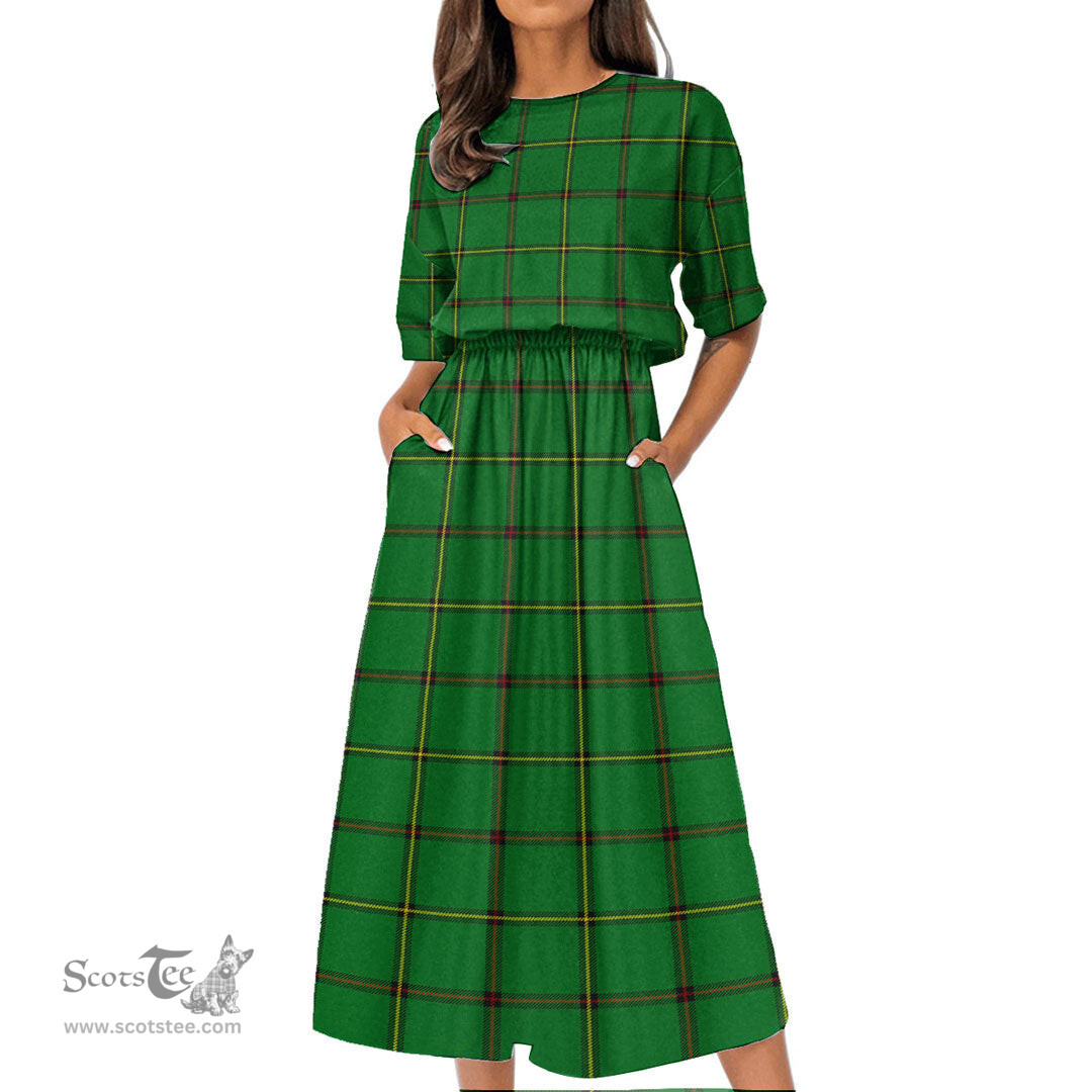 Scottish Don (Tribe-of-Mar) Tartan Womens Elastic Waist Dress Tartan Plaid Dress