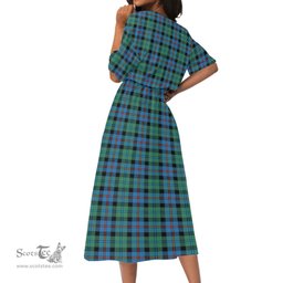 Scottish Campbell of Cawdor Ancient Tartan Womens Elastic Waist Dress Tartan Plaid Dress