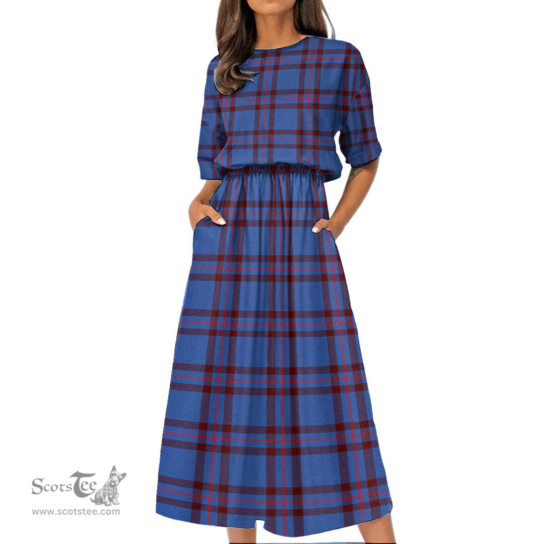 Scottish Elliot Modern Tartan Womens Elastic Waist Dress Tartan Plaid Dress