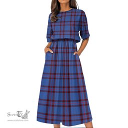 Scottish Elliot Modern Tartan Womens Elastic Waist Dress Tartan Plaid Dress