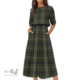 Scottish Davidson Tulloch Dress Tartan Womens Elastic Waist Dress Tartan Plaid Dress