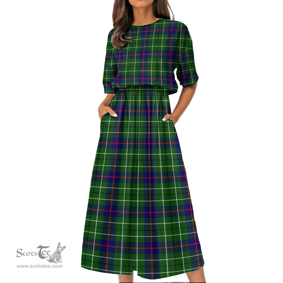 Scottish Duncan Modern Tartan Womens Elastic Waist Dress Tartan Plaid Dress