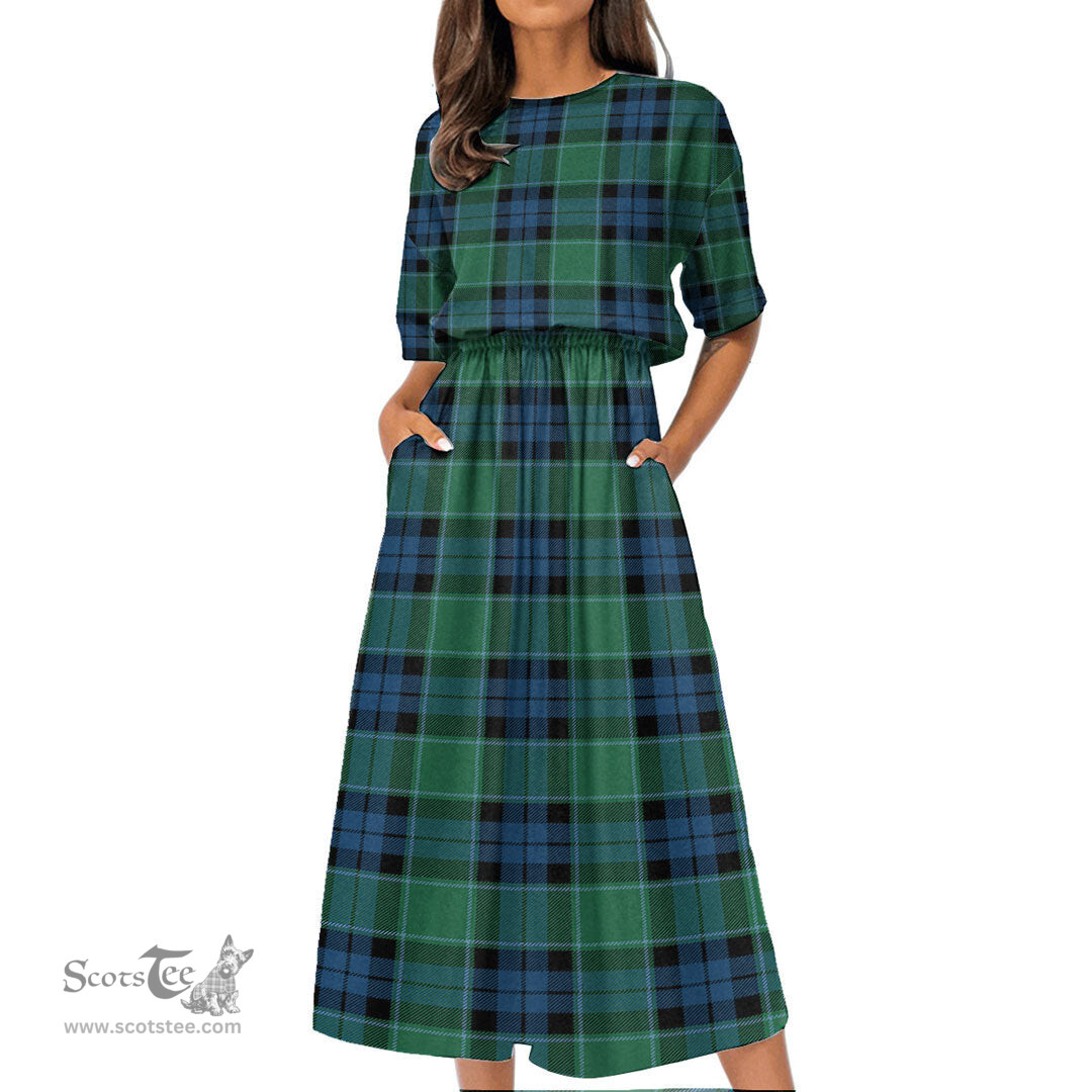 Scottish Graham of Menteith Ancient Tartan Womens Elastic Waist Dress Tartan Plaid Dress