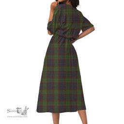 Scottish Cunningham Hunting Modern Tartan Crest Womens Elastic Waist Dress Tartan Plaid Dress