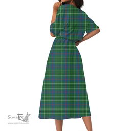 Scottish Duncan Ancient Tartan Crest Womens Elastic Waist Dress Tartan Plaid Dress