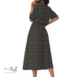 Scottish Crosbie Tartan Crest Womens Elastic Waist Dress Tartan Plaid Dress