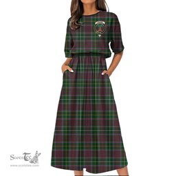 Scottish Crosbie Tartan Crest Womens Elastic Waist Dress Tartan Plaid Dress
