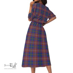 Scottish Chisholm Hunting Modern Tartan Womens Elastic Waist Dress Tartan Plaid Dress