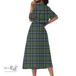 Scottish Cochrane Ancient Tartan Crest Womens Elastic Waist Dress Tartan Plaid Dress