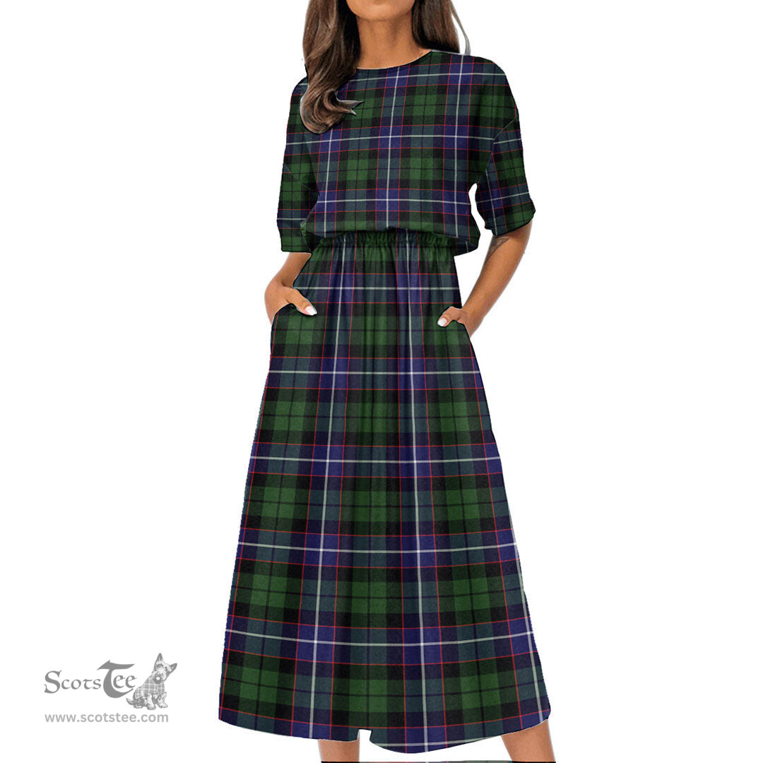 Scottish Galbraith Modern Tartan Womens Elastic Waist Dress Tartan Plaid Dress