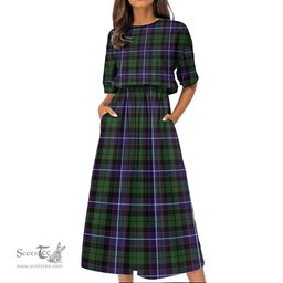Scottish Galbraith Modern Tartan Womens Elastic Waist Dress Tartan Plaid Dress