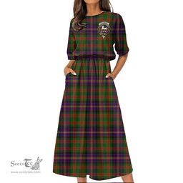 Scottish Cochrane Modern Tartan Crest Womens Elastic Waist Dress Tartan Plaid Dress