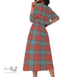 Scottish Dunbar Ancient Tartan Womens Elastic Waist Dress Tartan Plaid Dress