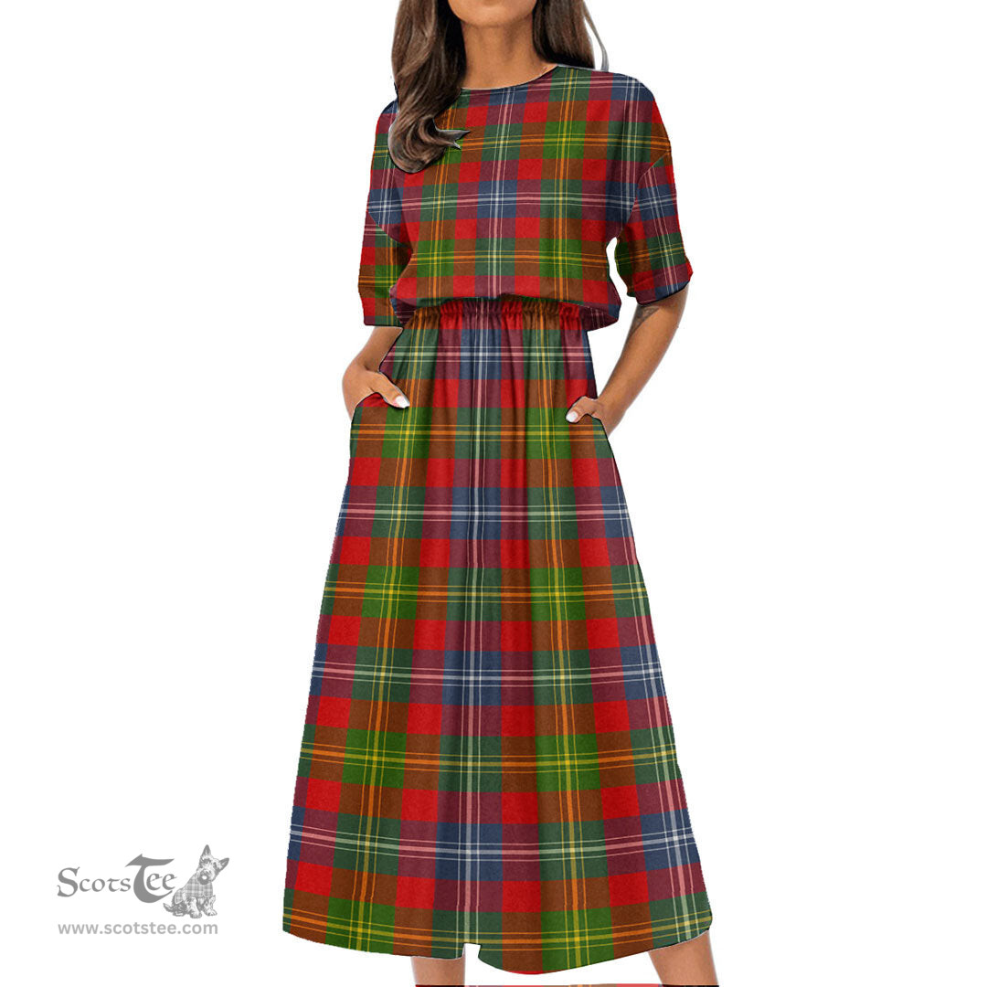 Scottish Forrester Tartan Womens Elastic Waist Dress Tartan Plaid Dress