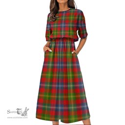 Scottish Forrester Tartan Womens Elastic Waist Dress Tartan Plaid Dress