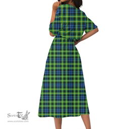 Scottish Campbell of Breadalbane Ancient Tartan Crest Womens Elastic Waist Dress Tartan Plaid Dress