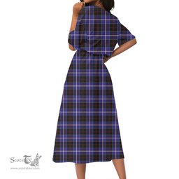 Scottish Dunlop Modern Tartan Crest Womens Elastic Waist Dress Tartan Plaid Dress