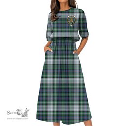 Scottish MacKenzie Dress Ancient Tartan Crest Womens Elastic Waist Dress Tartan Plaid Dress