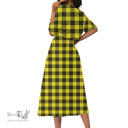 Scottish MacLeod of Lewis Modern Tartan Crest Womens Elastic Waist Dress Tartan Plaid Dress