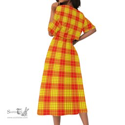 Scottish MacLeod of Raasay Tartan Womens Elastic Waist Dress Tartan Plaid Dress
