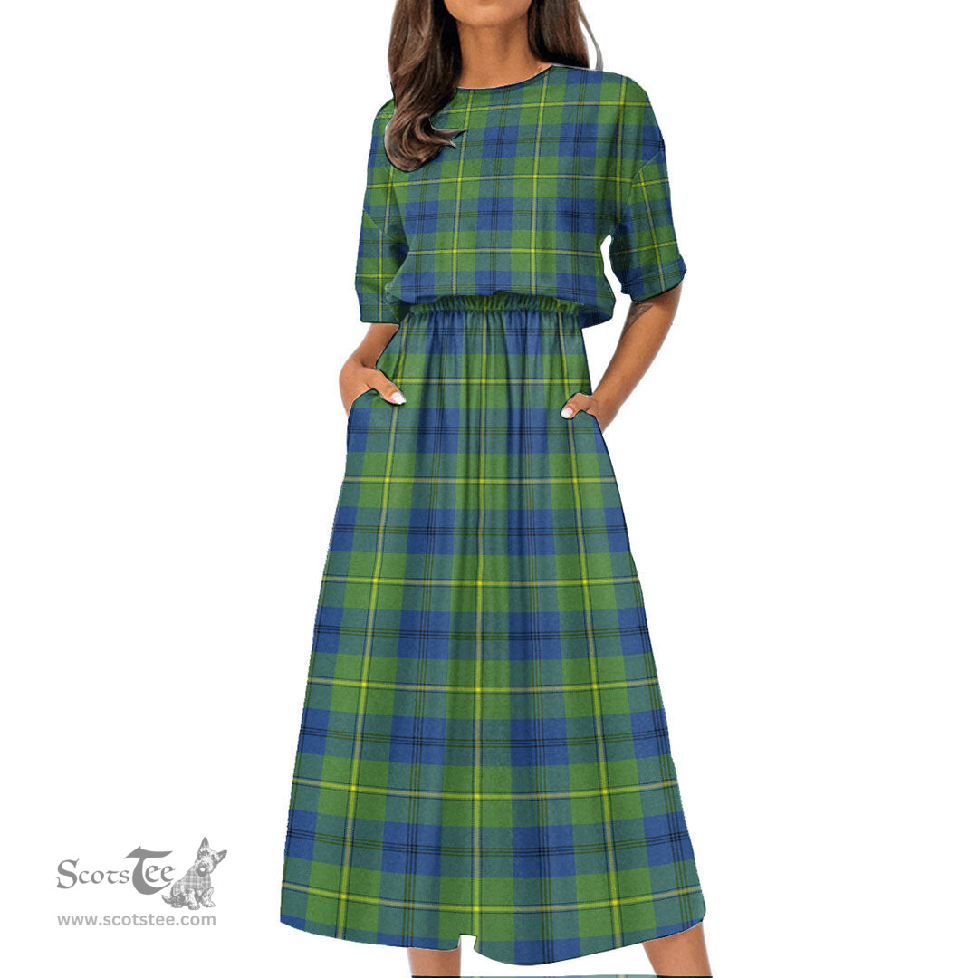 Scottish Johnston Ancient Tartan Womens Elastic Waist Dress Tartan Plaid Dress