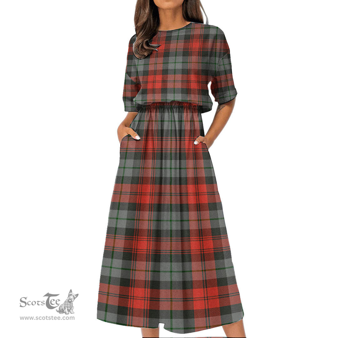 Scottish MacLachlan Weathered Tartan Womens Elastic Waist Dress Tartan Plaid Dress