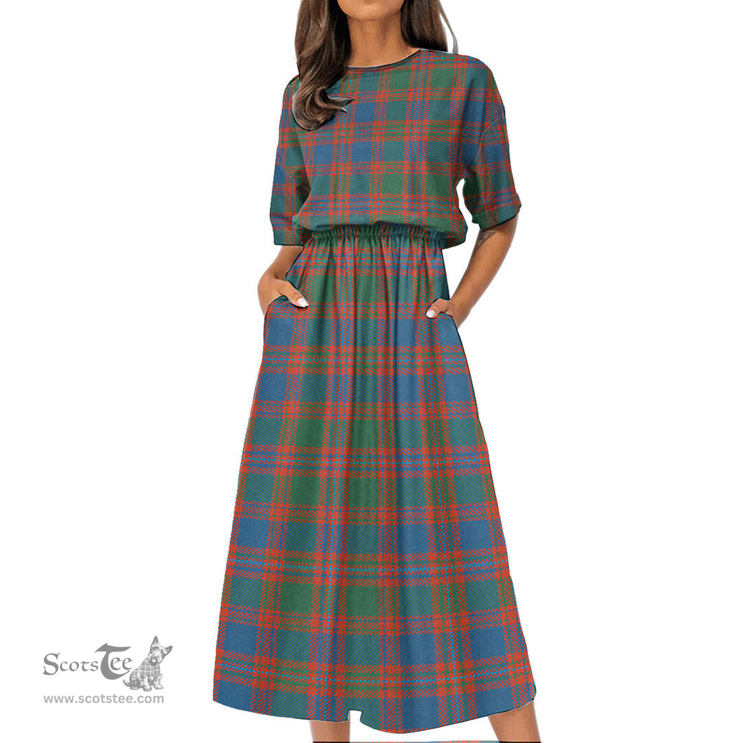 Scottish MacIntyre Ancient Tartan Womens Elastic Waist Dress Tartan Plaid Dress