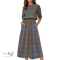 Scottish MacIntyre Ancient Tartan Womens Elastic Waist Dress Tartan Plaid Dress