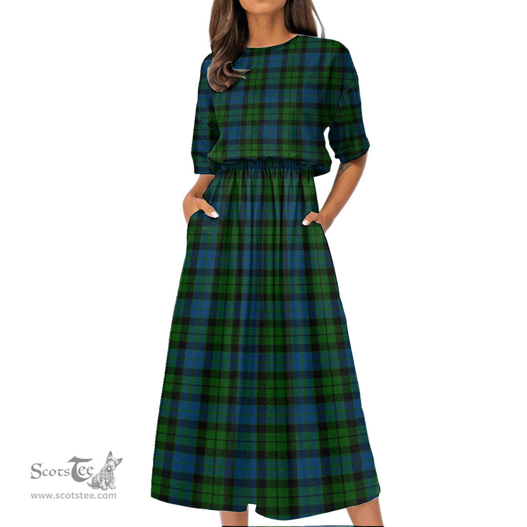 Scottish MacKay Modern Tartan Womens Elastic Waist Dress Tartan Plaid Dress