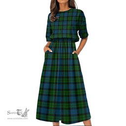 Scottish MacKay Modern Tartan Womens Elastic Waist Dress Tartan Plaid Dress
