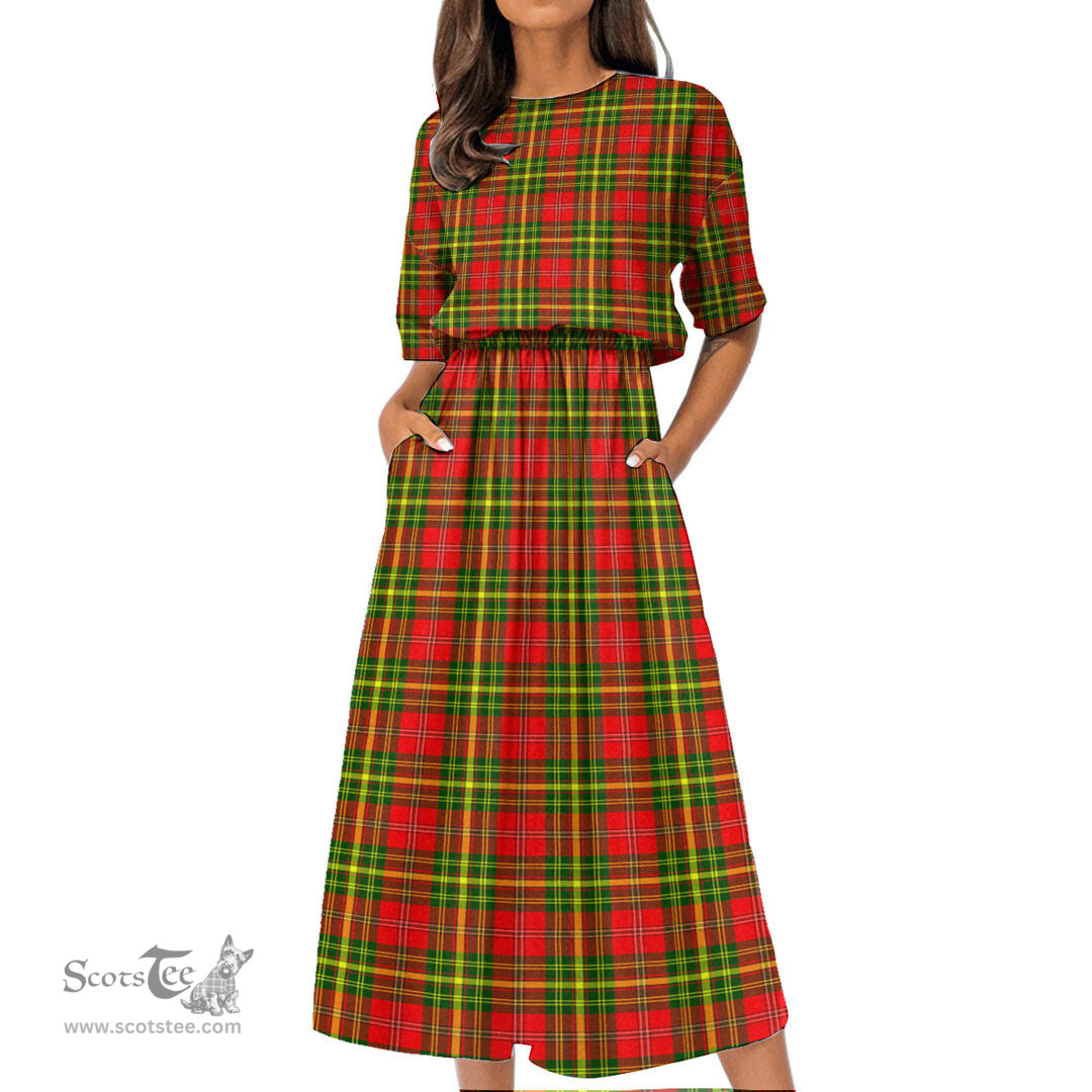 Scottish Leask Tartan Womens Elastic Waist Dress Tartan Plaid Dress