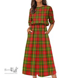 Scottish Leask Tartan Womens Elastic Waist Dress Tartan Plaid Dress